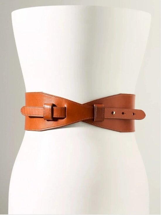 NWT Anthropologie Wide Corset Belt in Cedar Brown main image 8